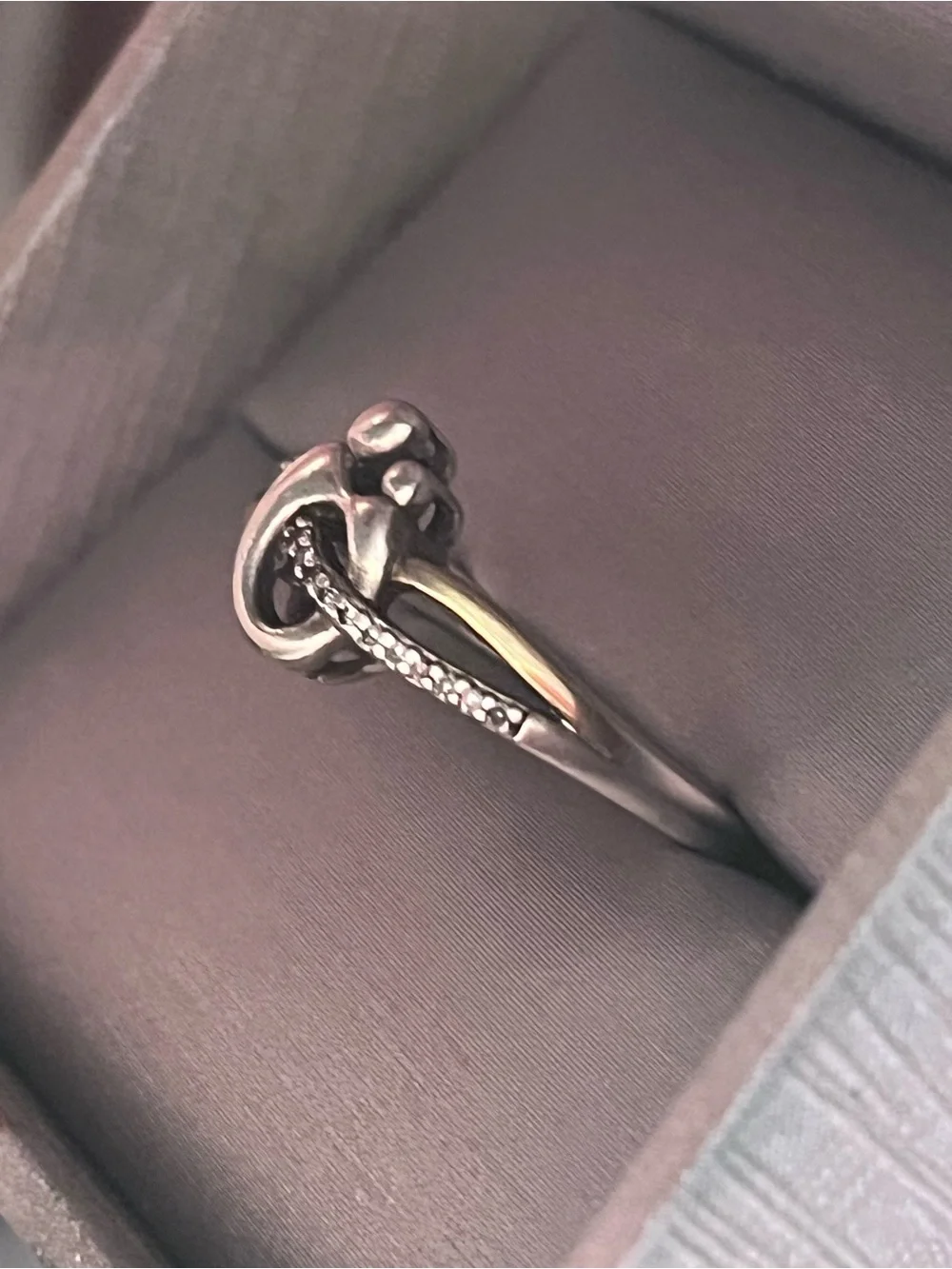 Mother Child Ring 1/20 ct tw Diamond Sterling Silver 10K Gold sz 6.5 2.5g tw